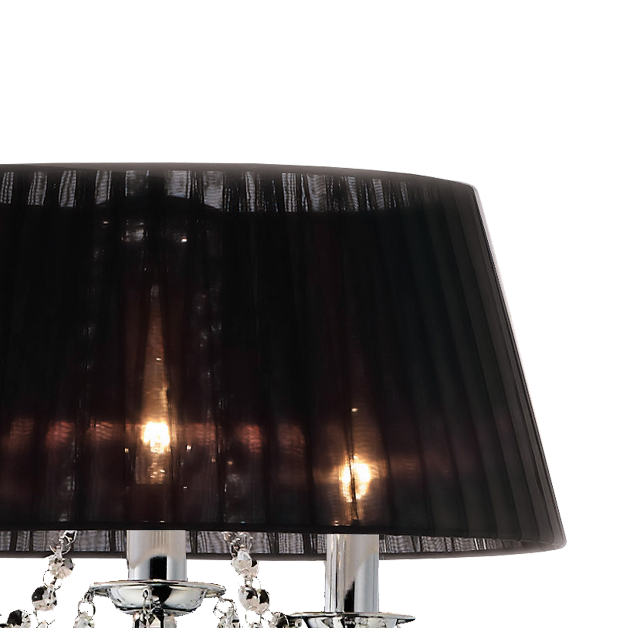 Olivia Polished Chrome-Black Crystal Floor Lamps Diyas Shaded Floor Lamps